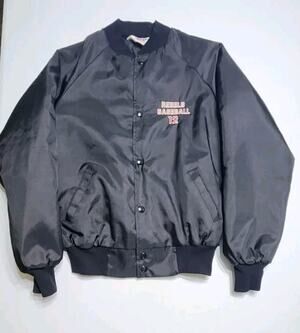 Vintage Rebels Baseball Jacket Button Coat Size Youth Large Made In USA